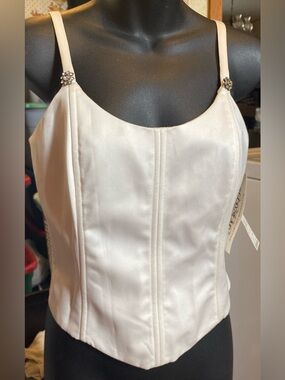 Betsy and Adam Vintage Corset Cami Top with Rhinestone Straps size 4